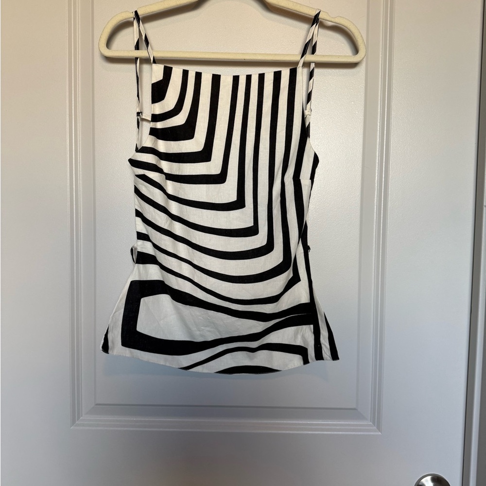 Zara Black and White Striped Top